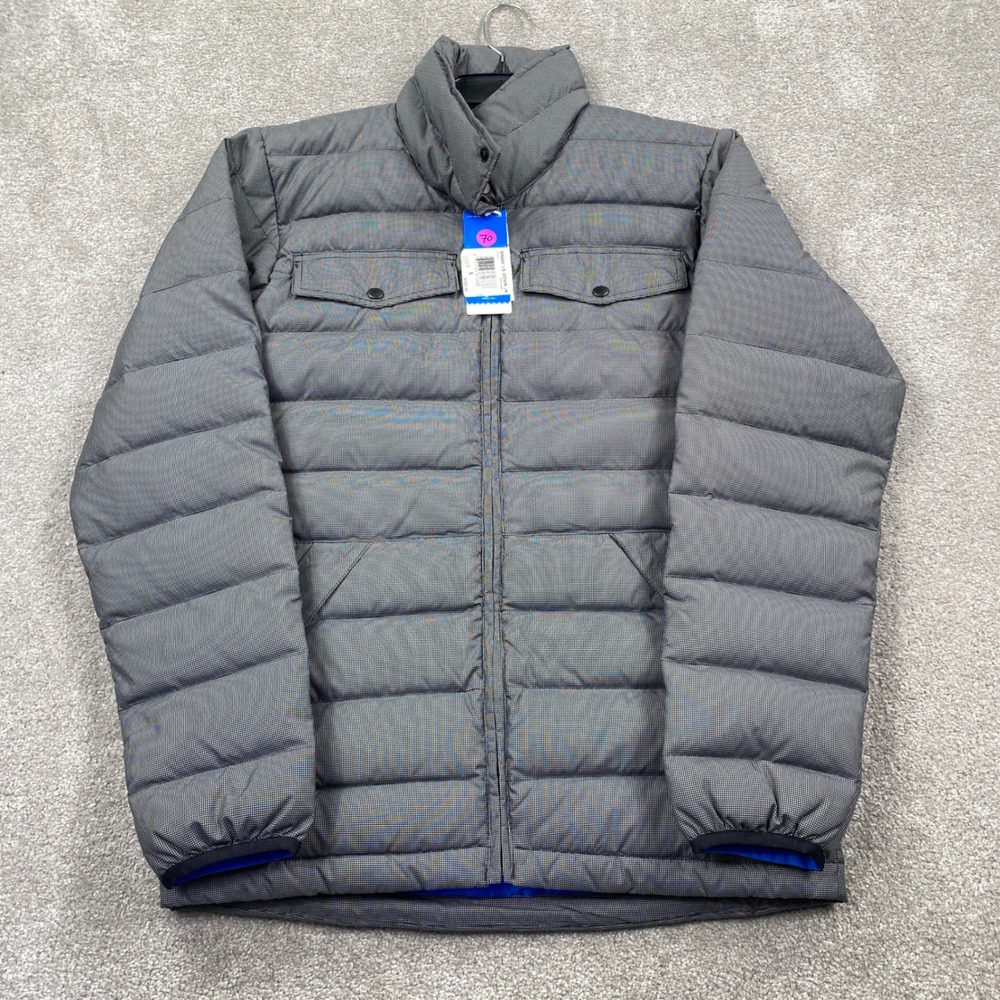 Adidas Snow LS Down Jacket Mens Small Black M31455 Puffer Checkered Micro-Grid